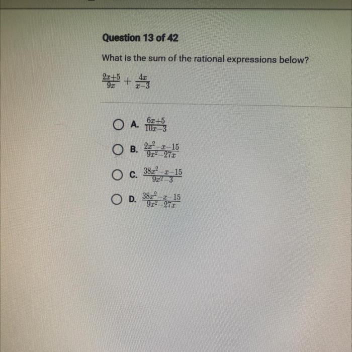 What is the sum of the rational expressions below